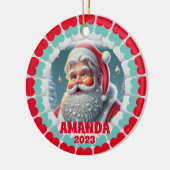 3Dサンタクロースのクリスマスカスタムの子供の写真 セラミックオーナメント (左)