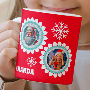 3Dサンタクロースのクリスマスパーソナライズされたキッズフォト コーヒーマグカップ
