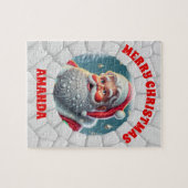 3Dサンタクロースのクリスマスパーソナライズされたキッズ ジグソーパズル (横)