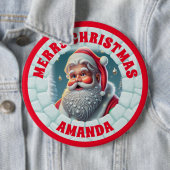 3Dサンタクロースのクリスマスパーソナライズされたキッズ 缶バッジ (インサイチュ)