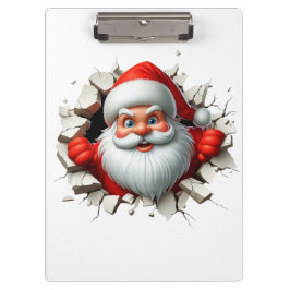 3Dサンタクロースのクリスマスホリデーおもしろデザイン クリップボード