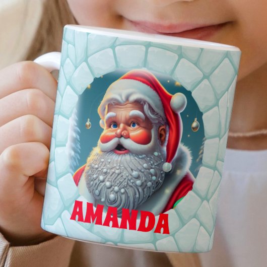 3Dサンタクロースカスタムクリスマス コーヒーマグカップ