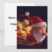 3Dサンタクロース クリスマスグリーティングカード – 祝祭的なH (正面/裏面)