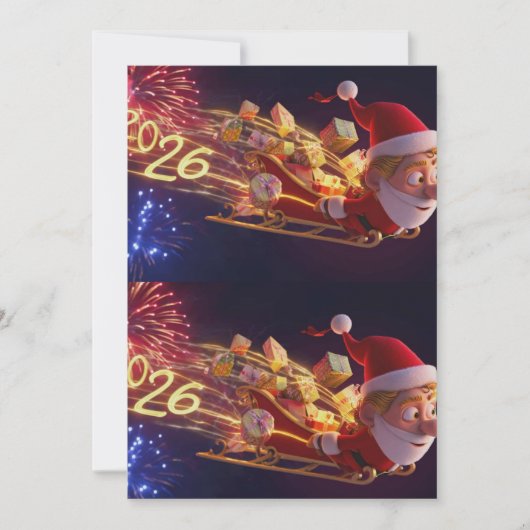 3Dサンタクロース クリスマスグリーティングカード – 祝祭的なH (正面)