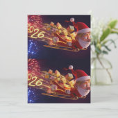 3Dサンタクロース クリスマスグリーティングカード – 祝祭的なH (スタンド正面)