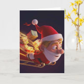 3Dサンタクロース クリスマスグリーティングカード – 祝祭的なH カード (黄色い花)