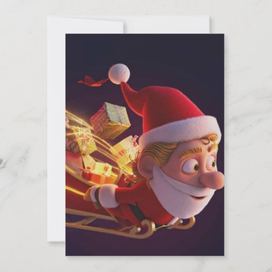 3Dサンタクロース クリスマスグリーティングカード – 祝祭的なH シーズンカード (正面)