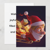 3Dサンタクロース クリスマスグリーティングカード – 祝祭的なH シーズンカード (正面/裏面)