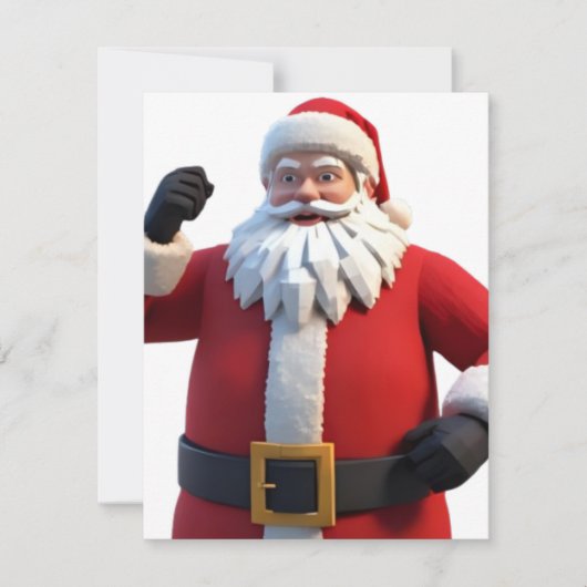 3Dサンタクロース クリスマスグリーティングカード – 祝祭的なH シーズンカード (正面)