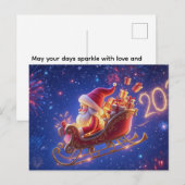 3Dサンタクロース クリスマスグリーティングカード – 祝祭的なH シーズンポストカード (正面/裏面)