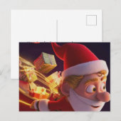 3Dサンタクロース クリスマスグリーティングカード – 祝祭的なH シーズンポストカード (正面/裏面)