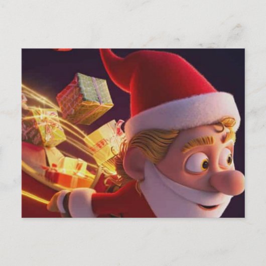 3Dサンタクロース クリスマスグリーティングカード – 祝祭的なH シーズンポストカード (正面)