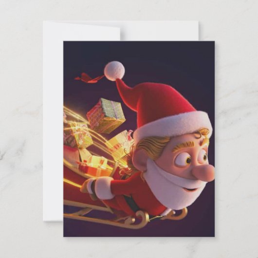 3Dサンタクロース クリスマスグリーティングカード – 祝祭的なH ノートカード (正面)