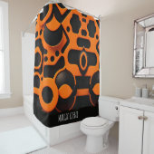 3Dシェイプ円オレンジ色のアーバンジオメトリックパターン シャワーカーテン (インサイチュ)