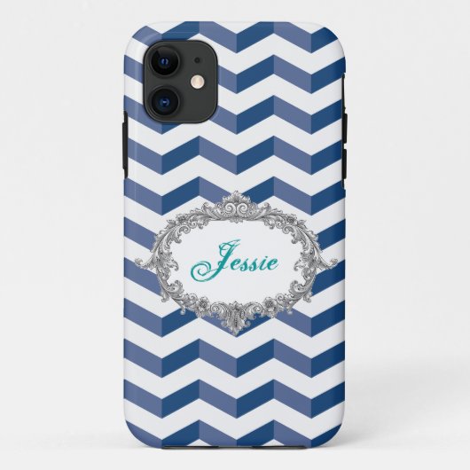 3Dシェブロン ブルー/ホワイト iPhone 5/5S カスタマイズケース Case-Mate iPhoneケース (裏面)