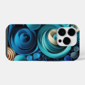 3Dシェード（青） iPhoneケース (裏面横)