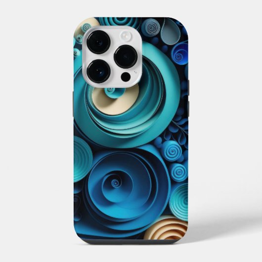 3Dシェード（青） iPhoneケース (裏面)