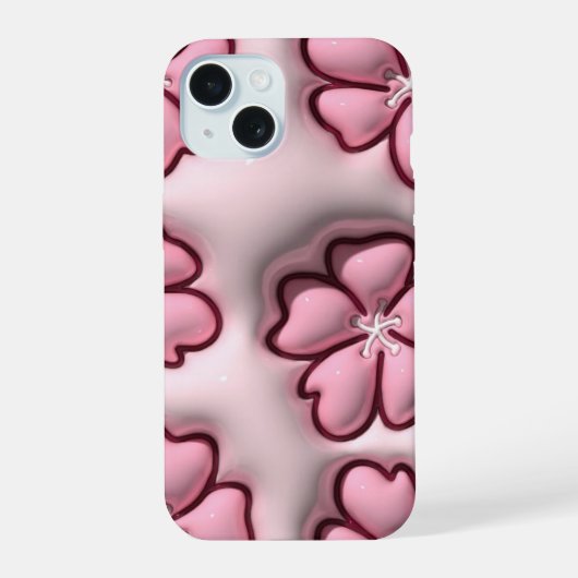 3Dジェリーパステルピンク桜の花Phone Case iPhone 15ケース (裏面)