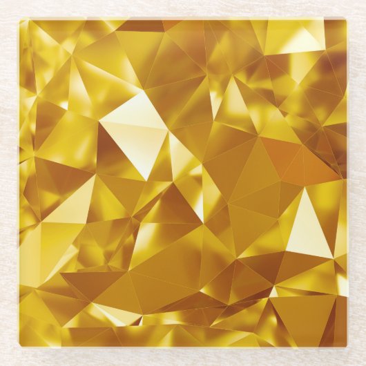 3Dジオメトリ:金属背景デザイン ガラスコースター (正面)