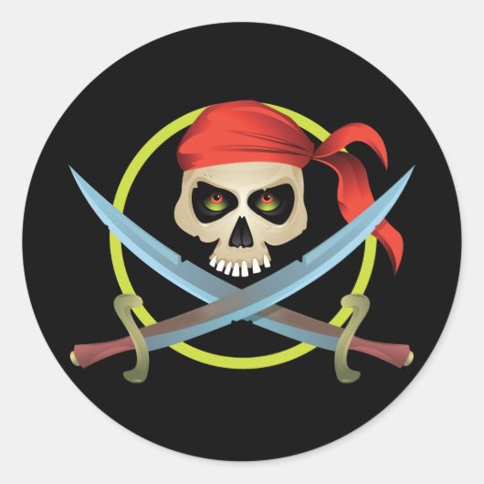 3Dスカルとクロスボーン ラウンドシール (正面)