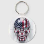 3Dスカルと米国国旗のスキン キーホルダー (正面)