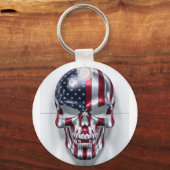 3Dスカルと米国国旗のスキン キーホルダー (正面)