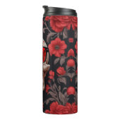 3Dスカルと赤フローラデザインとサングラス タンブラー (回転右)