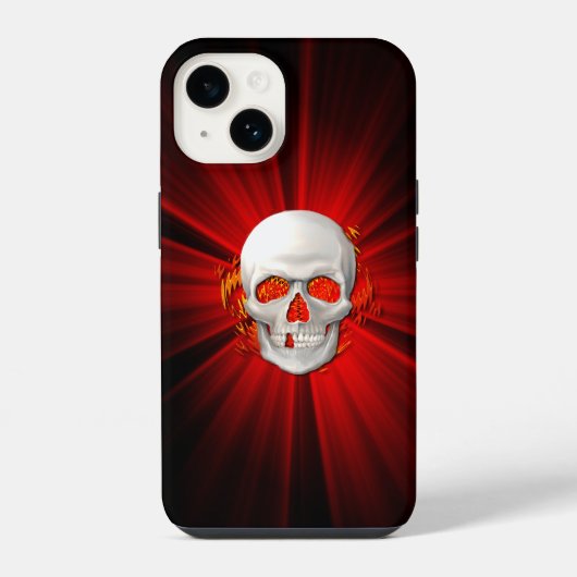 3Dスカル白熱［赤熱］光を放つFire iPhoneケース (裏面)