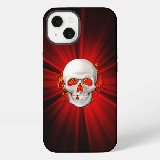 3Dスカル白熱［赤熱］光を放つFire iPhoneケース (裏面)