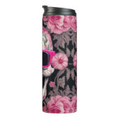 3Dスカル、ピンクのフローラデザインとサングラス タンブラー (回転右)