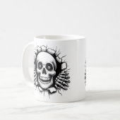3Dスケルトンが背景のハロウィーンを突破 コーヒーマグカップ (正面左)