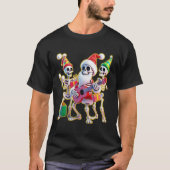 **3Dスケルトンのサンタパーティー – 面白いスケルトン Tシャツ (正面)