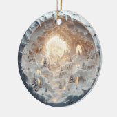 3Dスタイルウィンタースノーケーブクリスマスホリデー セラミックオーナメント (左)