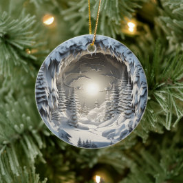 3Dスタイルウィンターナイトクリスマスホリデー セラミックオーナメント