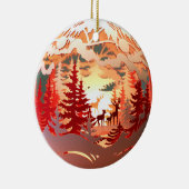 3Dスタイルディアインフォレストカントリークリスマスホリデー セラミックオーナメント (右)