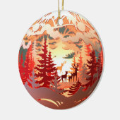 3Dスタイルディアインフォレストカントリークリスマスホリデー セラミックオーナメント (左)