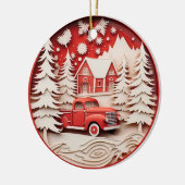 3Dスタイルディアインフォレストカントリークリスマスホリデー セラミックオーナメント (左)