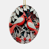 3Dスタイル(鳥)ショウジョウコウカンチョウバードカントリークリスマスホリデー セラミックオーナメント (右)