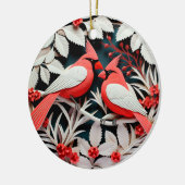 3Dスタイル(鳥)ショウジョウコウカンチョウバードカントリークリスマスホリデー セラミックオーナメント (左)