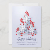 3Dスノーフレークのクリスマスツリーのグリーティ企業のング シーズンカード (正面)