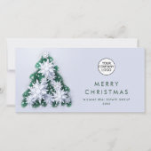 3Dスノーフレークのクリスマスツリーのグリーティ企業のング シーズンカード (正面)