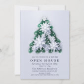 3Dスノーフレークスツリークリスマスホリデーオープンハウス 招待状 (正面)