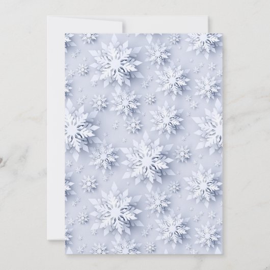 3Dスノーフレークスツリークリスマスホリデーオープンハウス 招待状 (裏面)