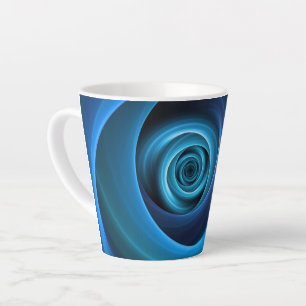 3Dスパイラルブルーモダンカラー抽象芸術フラクタル カフェラテマグ