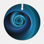 3Dスパイラルブルーモダンカラー抽象芸術フラクタル ガラスオーナメント (裏面)