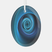 3Dスパイラルブルーモダンカラー抽象芸術フラクタル ガラスオーナメント (正面左)