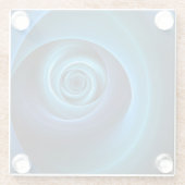 3Dスパイラルブルーモダンカラー抽象芸術フラクタル ガラスコースター (裏面)