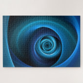 3Dスパイラルブルーモダンカラー抽象芸術フラクタル ジグソーパズル (横)