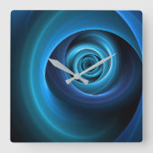 3Dスパイラルブルーモダンカラー抽象芸術フラクタル スクエア壁時計 (正面)