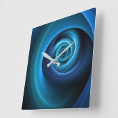 3Dスパイラルブルーモダンカラー抽象芸術フラクタル スクエア壁時計 (傾斜)